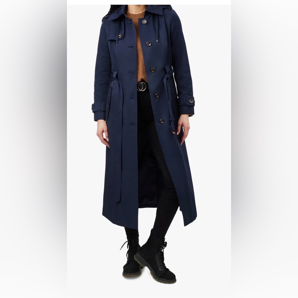 London Fog Elegant Black Trench Coat - Picture 1 of 6